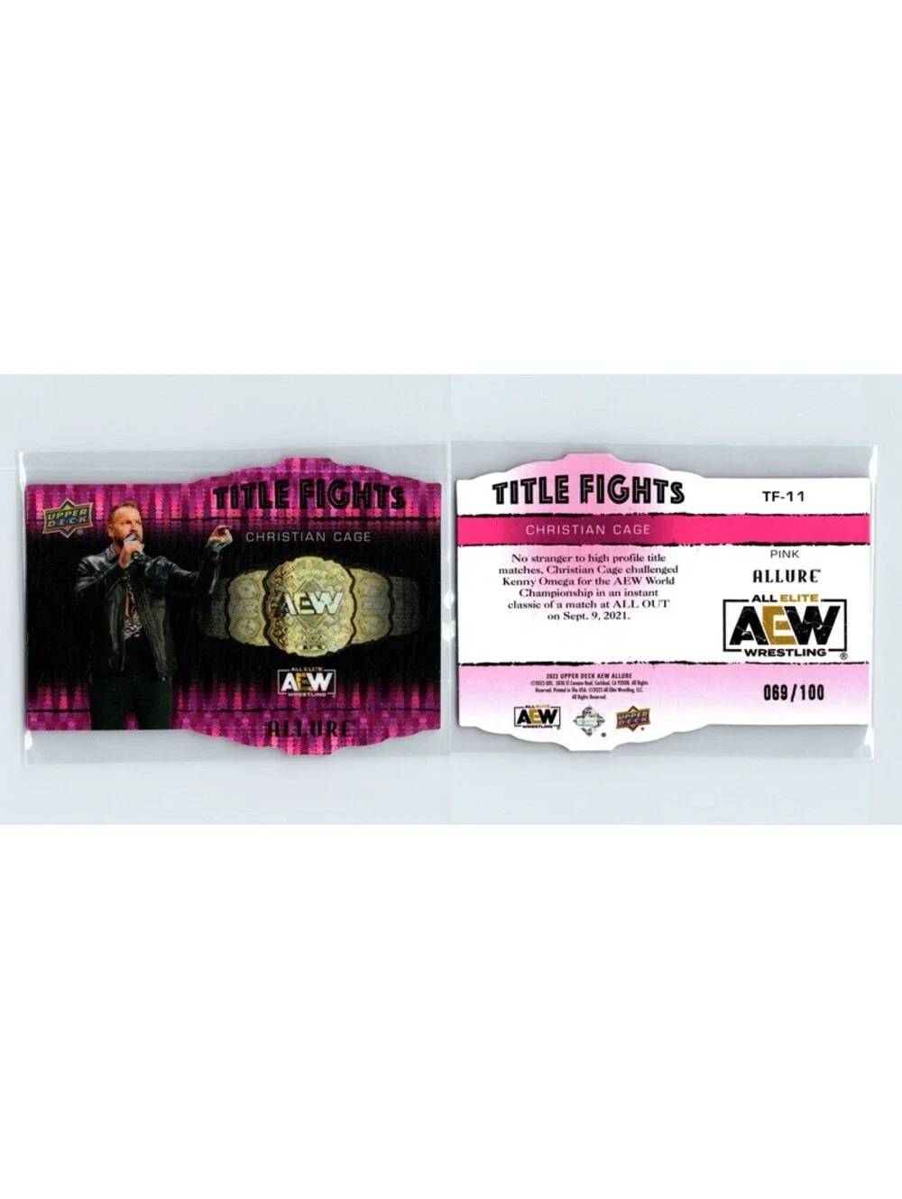 2022 Upper Deck AEW Allure Christian Cage #TF-11 Title Fights Pink #/100